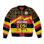 Personalized Uganda Sleeve Zip Bomber Jacket African Pattern - Independence Day 1962