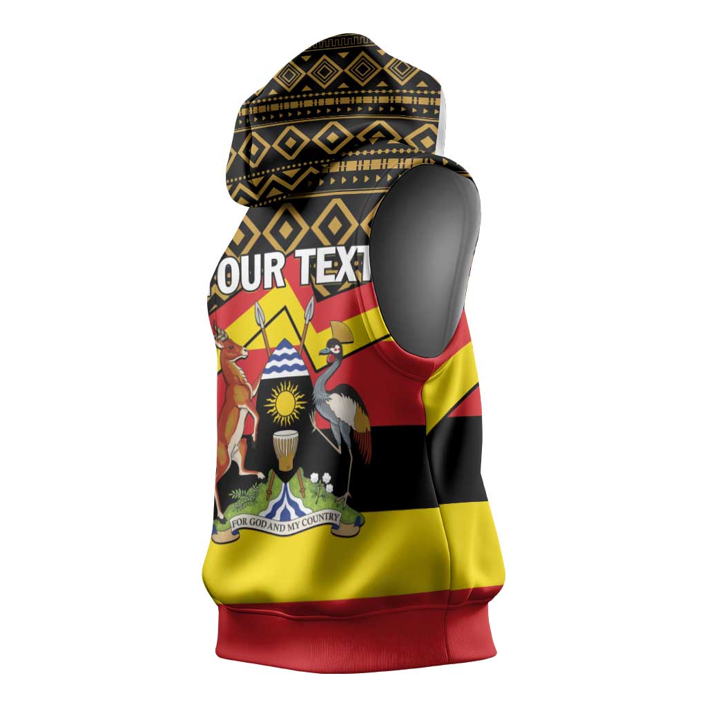Personalized Uganda Sleeveless Hoodie African Pattern - Independence Day 1962 - African Pride