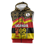 Personalized Uganda Sleeveless Zip Hoodie African Pattern - Independence Day 1962 - African Pride
