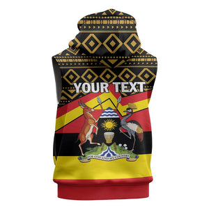 Personalized Uganda Sleeveless Zip Hoodie African Pattern - Independence Day 1962 - African Pride