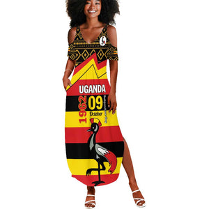 Personalized Uganda Summer Maxi Dress African Pattern - Independence Day 1962