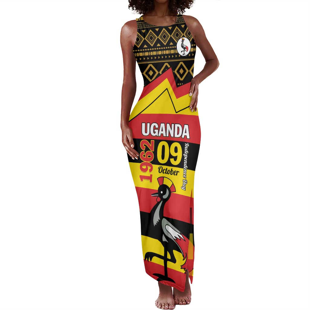 Personalized Uganda Tank Maxi Dress African Pattern - Independence Day 1962