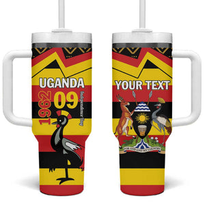 Personalized Uganda Tumbler With Handle African Pattern - Independence Day 1962