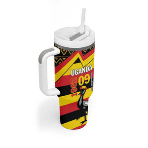 Personalized Uganda Tumbler With Handle African Pattern - Independence Day 1962