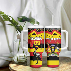 Personalized Uganda Tumbler With Handle African Pattern - Independence Day 1962