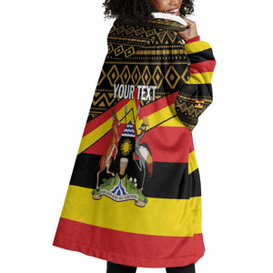 Personalized Uganda Wearable Blanket Hoodie African Pattern - Independence Day 1962