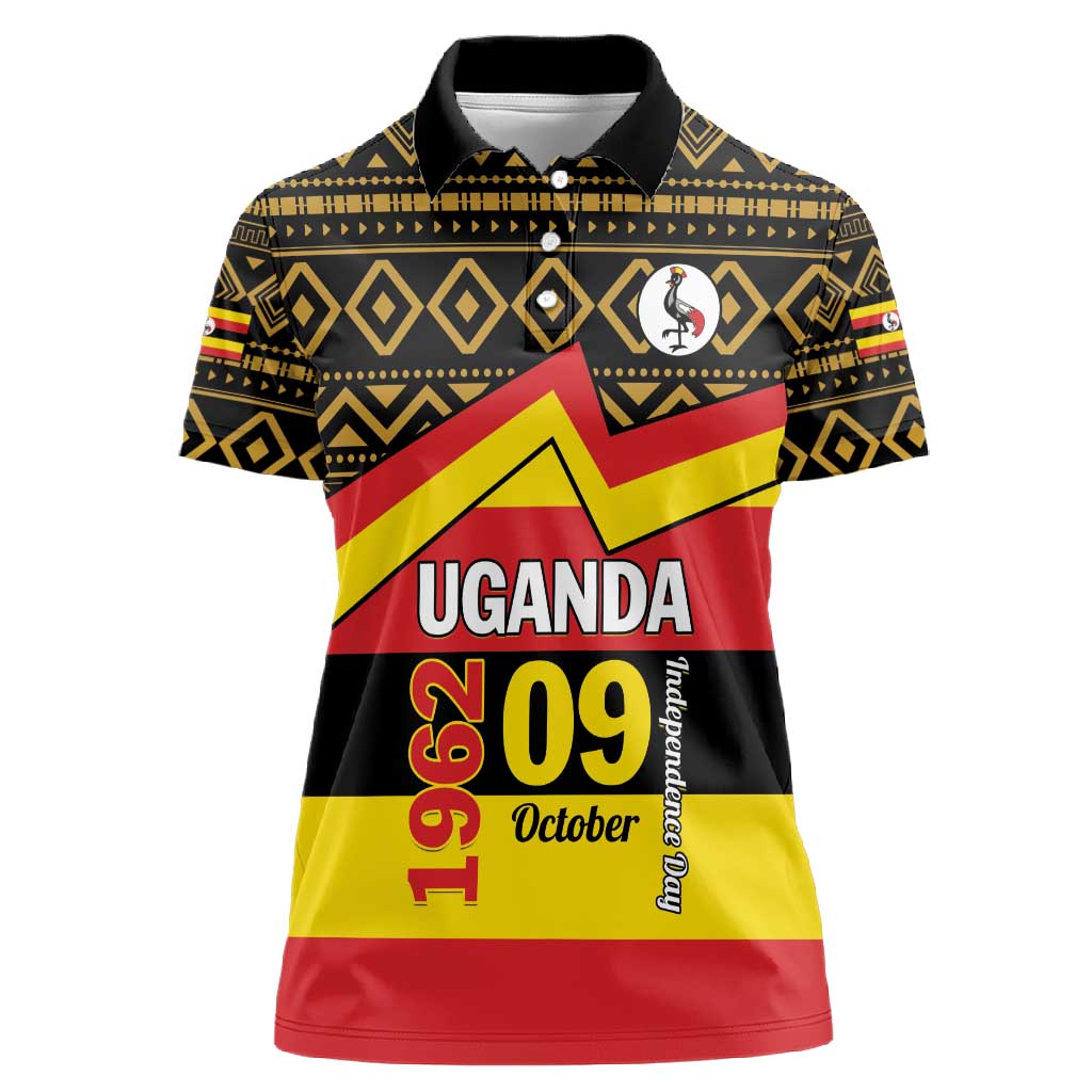 Personalized Uganda Women Polo Shirt African Pattern - Independence Day 1962