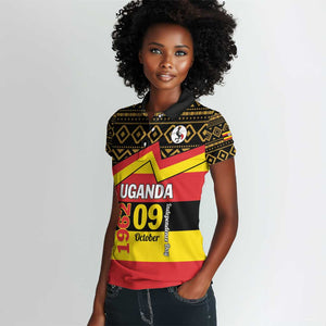 Personalized Uganda Women Polo Shirt African Pattern - Independence Day 1962