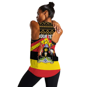 Personalized Uganda Women Racerback Tank African Pattern - Independence Day 1962