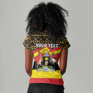 Personalized Uganda Women V-Neck T-Shirt African Pattern - Independence Day 1962