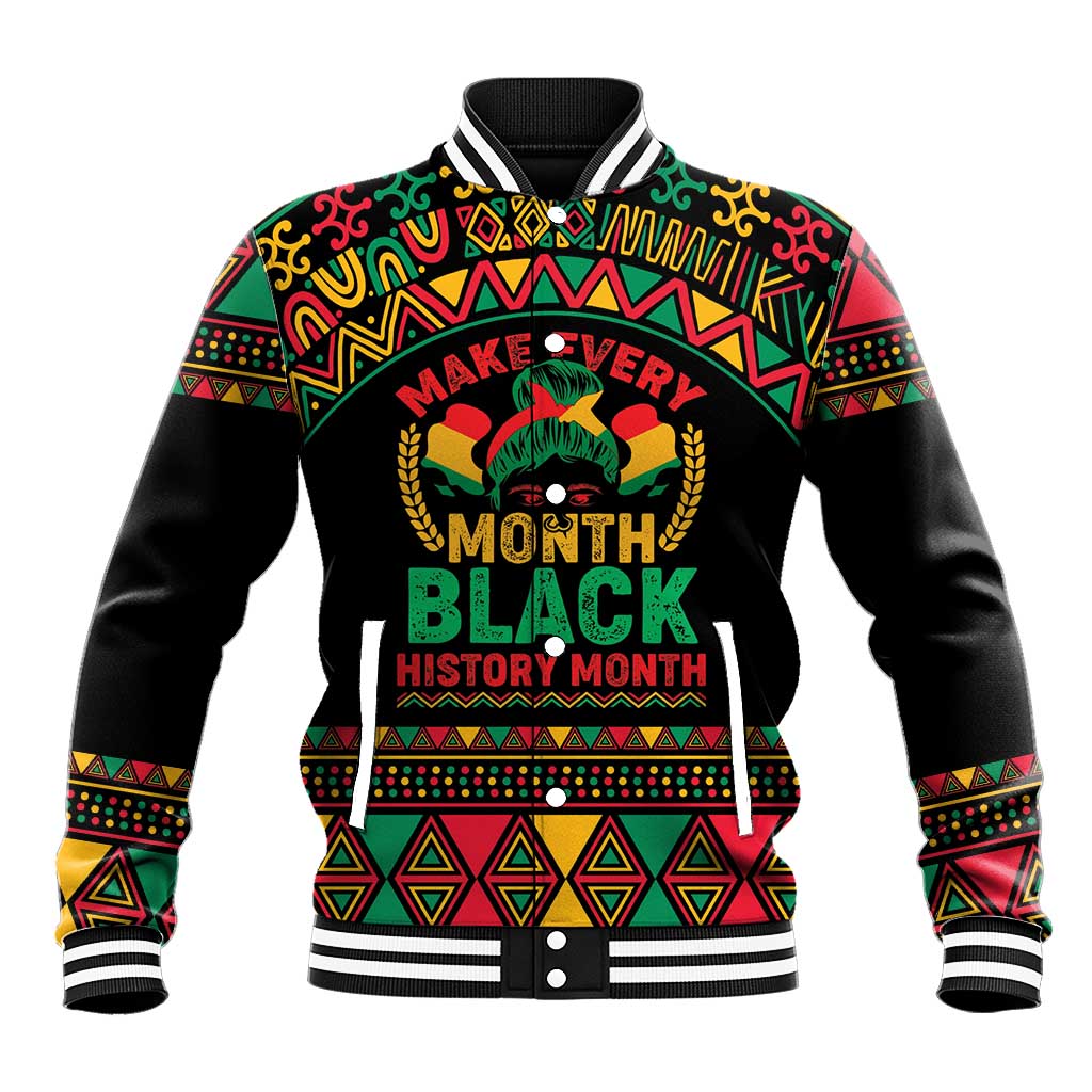 Make Every Month Black History Month Baseball Jacket African Pattern