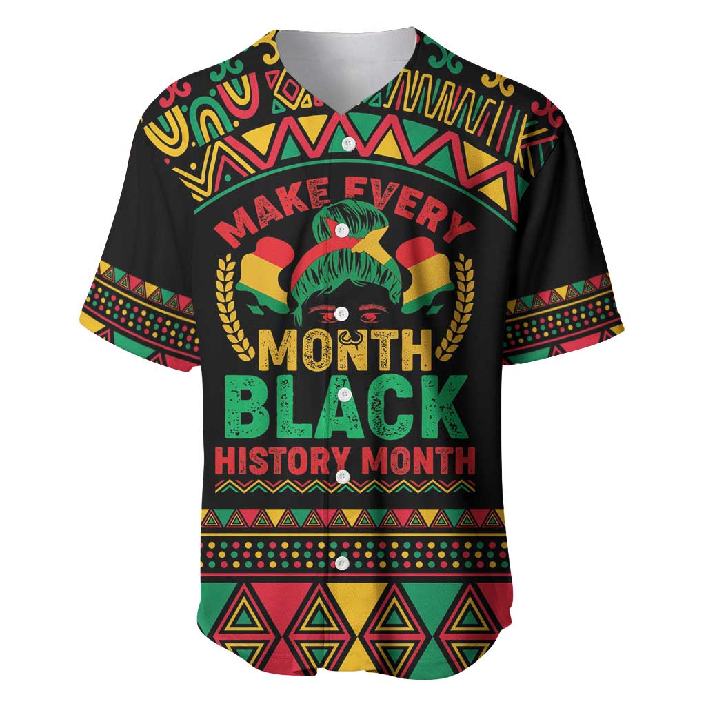 Make Every Month Black History Month Baseball Jersey African Pattern