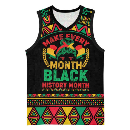 Make Every Month Black History Month Basketball Jersey African Pattern LT01