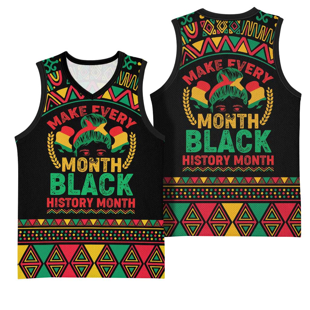 Make Every Month Black History Month Basketball Jersey African Pattern LT01