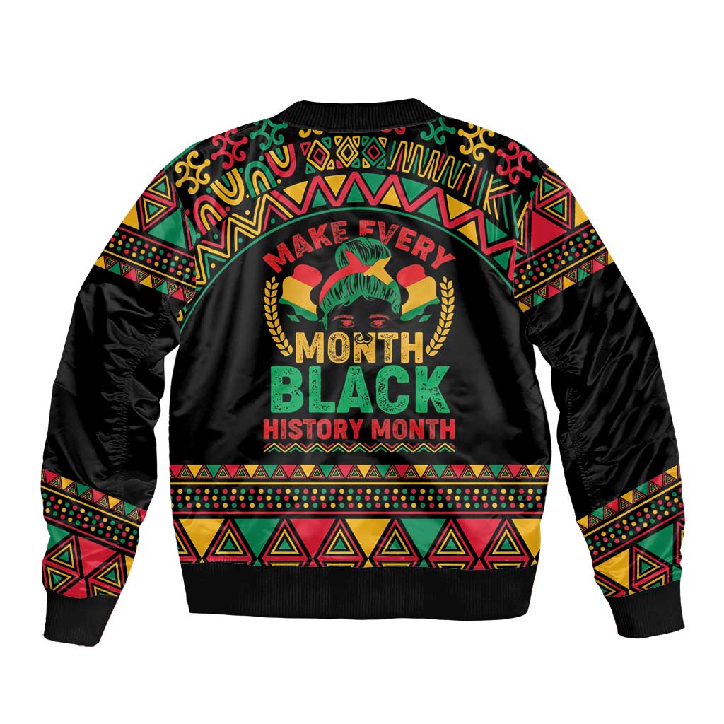 Make Every Month Black History Month Bomber Jacket African Pattern
