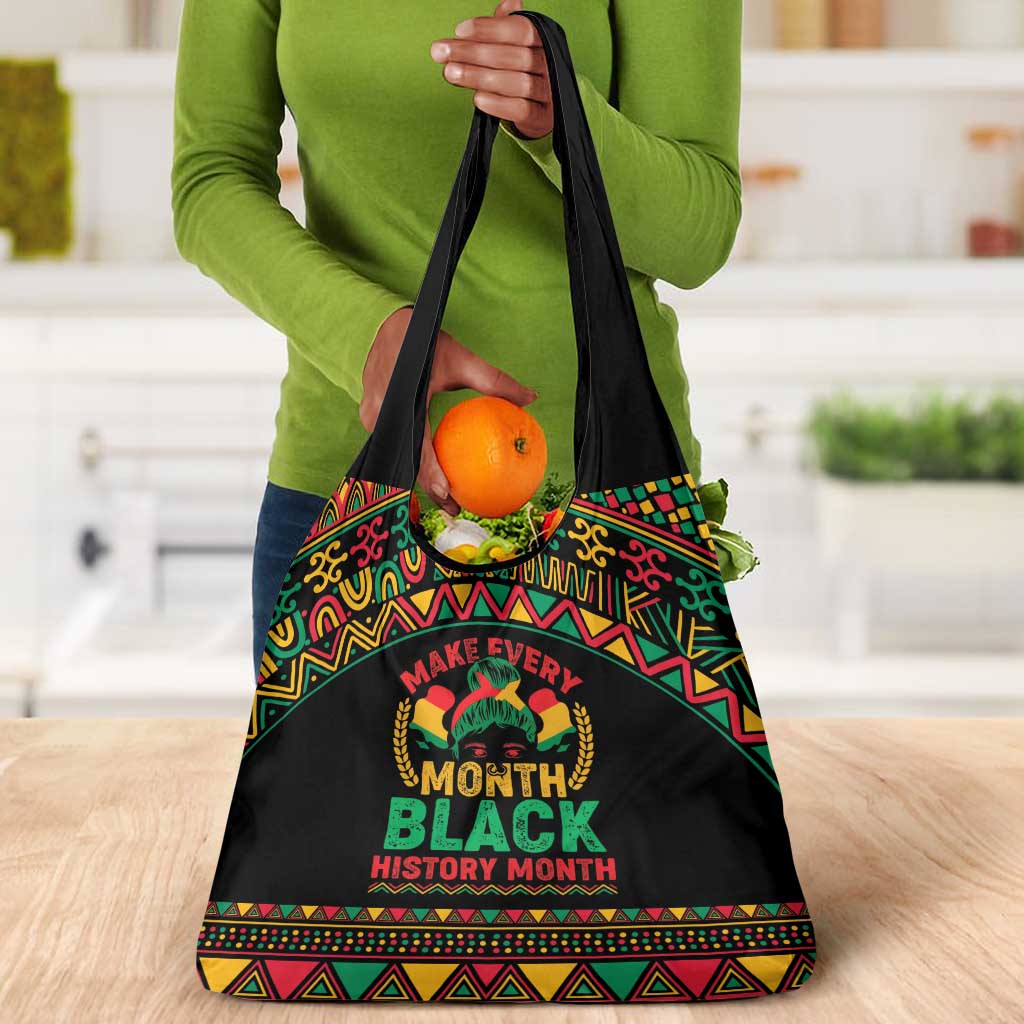 Make Every Month Black History Month Grocery Bag African Pattern