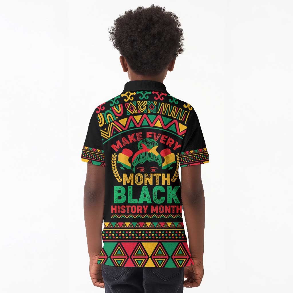 Make Every Month Black History Month Kid Polo Shirt African Pattern
