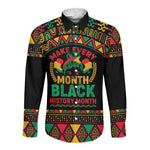 Make Every Month Black History Month Long Sleeve Button Shirt African Pattern