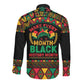 Make Every Month Black History Month Long Sleeve Button Shirt African Pattern