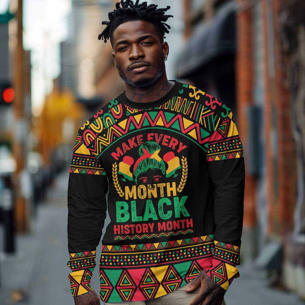 Make Every Month Black History Month Long Sleeve Shirt African Pattern