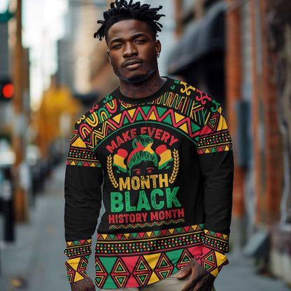 Make Every Month Black History Month Long Sleeve Shirt African Pattern
