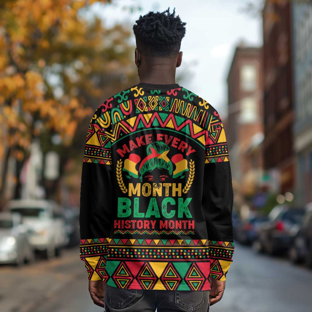 Make Every Month Black History Month Long Sleeve Shirt African Pattern