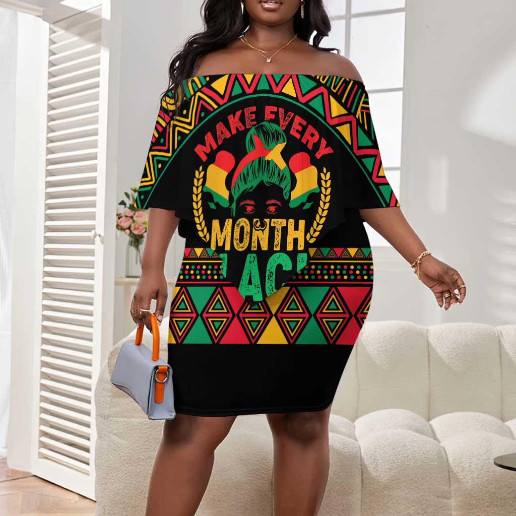 Make Every Month Black History Month Off Shoulder Short Dress African Pattern