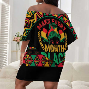 Make Every Month Black History Month Off Shoulder Short Dress African Pattern