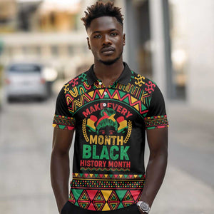 Make Every Month Black History Month Polo Shirt African Pattern