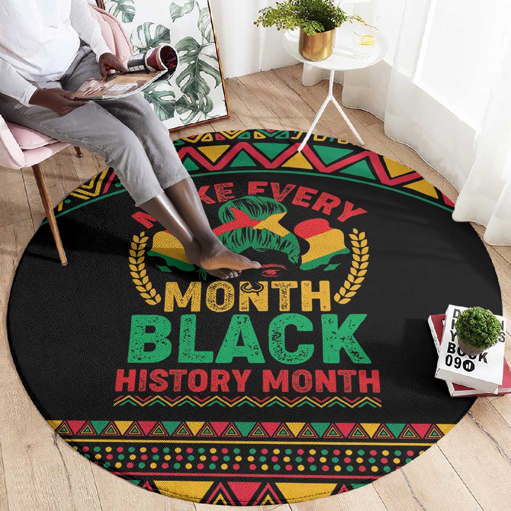 Make Every Month Black History Month Round Carpet African Pattern