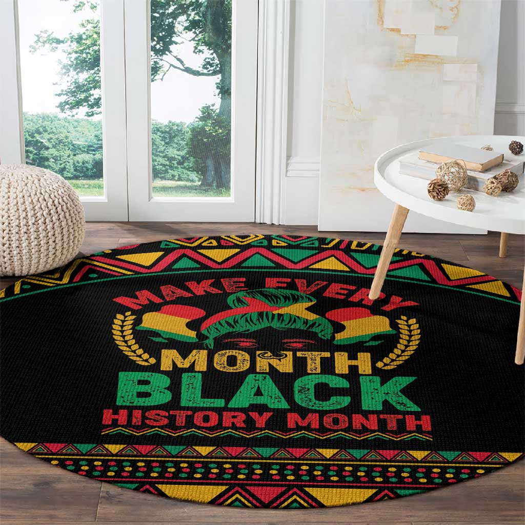 Make Every Month Black History Month Round Carpet African Pattern