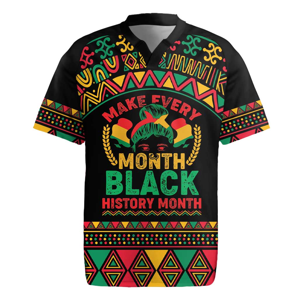 Make Every Month Black History Month Rugby Jersey African Pattern