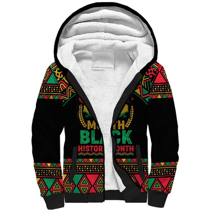 Make Every Month Black History Month Sherpa Hoodie African Pattern