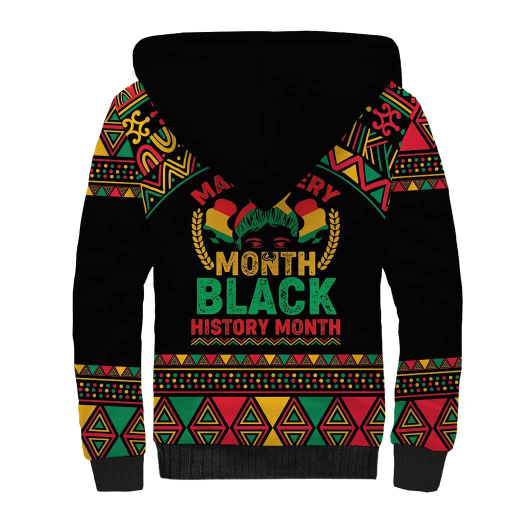 Make Every Month Black History Month Sherpa Hoodie African Pattern