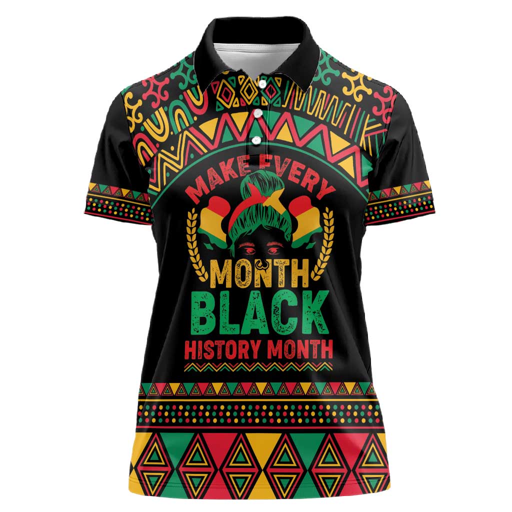 Make Every Month Black History Month Women Polo Shirt African Pattern