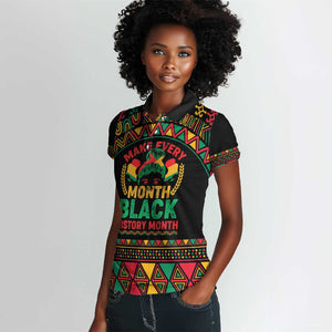 Make Every Month Black History Month Women Polo Shirt African Pattern