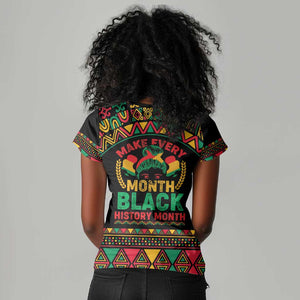 Make Every Month Black History Month Women V-Neck T-Shirt African Pattern