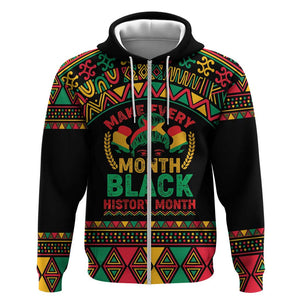 Make Every Month Black History Month Zip Hoodie African Pattern