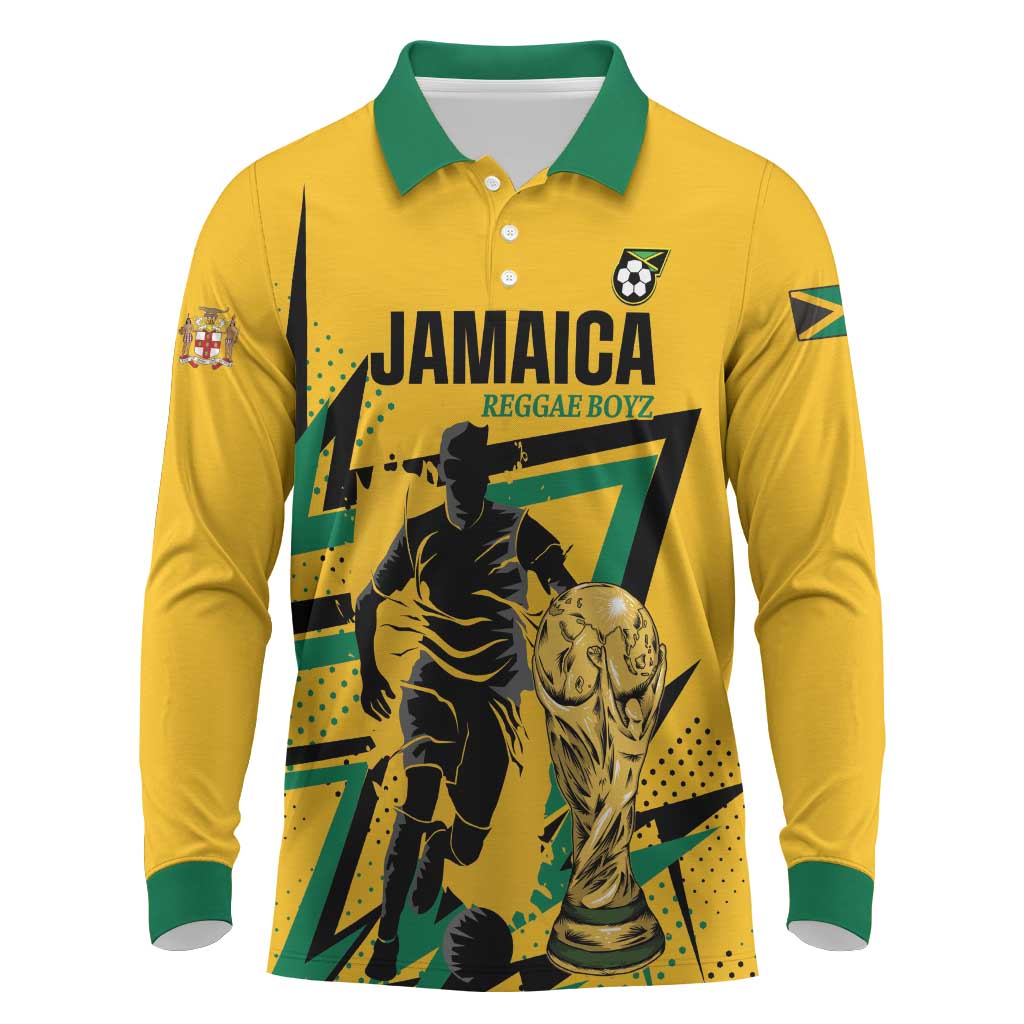 Custom Football 2026 Jamaica Long Sleeve Polo Shirt All A Wi One Team