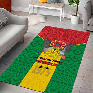 Sao Tome and Principe Independence Day Area Rug Coat Of Arms Mix African Pattern