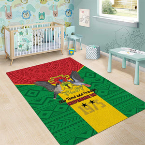 Sao Tome and Principe Independence Day Area Rug Coat Of Arms Mix African Pattern