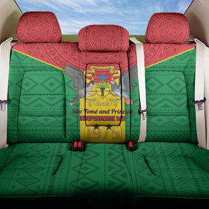 Sao Tome and Principe Independence Day Back Car Seat Cover Coat Of Arms Mix African Pattern