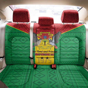 Sao Tome and Principe Independence Day Back Car Seat Cover Coat Of Arms Mix African Pattern