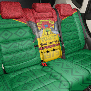 Sao Tome and Principe Independence Day Back Car Seat Cover Coat Of Arms Mix African Pattern