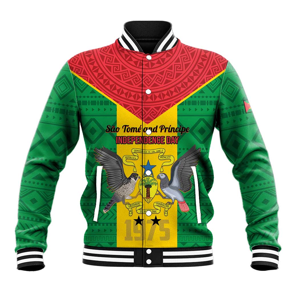 Sao Tome and Principe Independence Day Baseball Jacket Coat Of Arms Mix African Pattern LT01