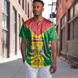 Sao Tome and Principe Independence Day Baseball Jersey Coat Of Arms Mix African Pattern