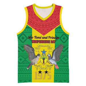 Sao Tome and Principe Independence Day Basketball Jersey Coat Of Arms Mix African Pattern LT01
