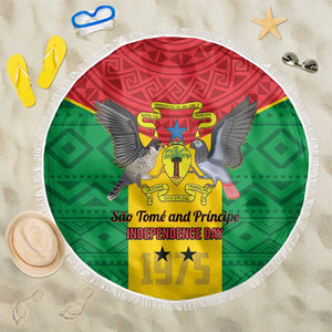 Sao Tome and Principe Independence Day Beach Blanket Coat Of Arms Mix African Pattern