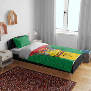 Sao Tome and Principe Independence Day Bedding Set Coat Of Arms Mix African Pattern