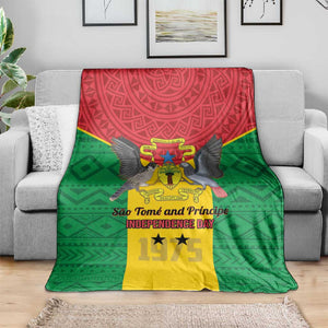 Sao Tome and Principe Independence Day Blanket Coat Of Arms Mix African Pattern